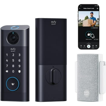 eufy Security Video Smart Lock S330, 3-in-1 Camera+Doorbell+Fingerprint Keyless Entry Door Lock, Smart Wi-Fi Deadbolt for Front Door, App Remote Control, SD Card Required, Chime Included