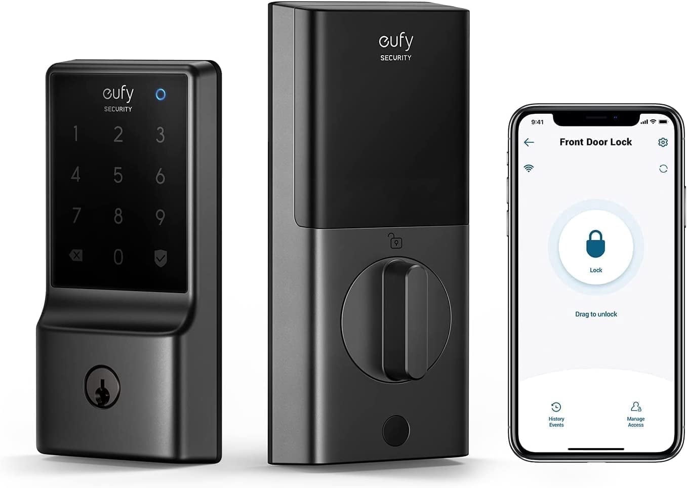 Anker eufy Security C210(E110) Smart Lock, 5-in-1 Keyless Entry Door Lock, Built-in WiFi Deadbolt, Smart Door Lock, Touchscreen Keypad