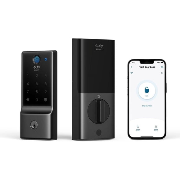 Anker eufy Security Smart Lock C220, Built-in Wi-Fi, Fingerprint Keyless Entry Door Lock, App Remote Control, 8Months Battery, IP53 Waterproof, BHMA Grade 3
