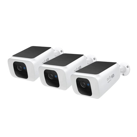 eufy SoloCam S230 Wireless Outdoor Solar Spotlight 2K Camera, 3-Cam Kit, White, 3-Pack