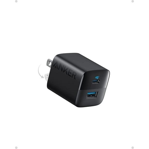 Anker USB C Charger 33W,  323 Charger, 2 Port Compact Charger with Foldable Plug for iPhone 14/14 Plus/14 Pro/14 Pro Max/13/12, Pixel, Galaxy, iPad/iPad Mini and More (Cable Not Included) - Black