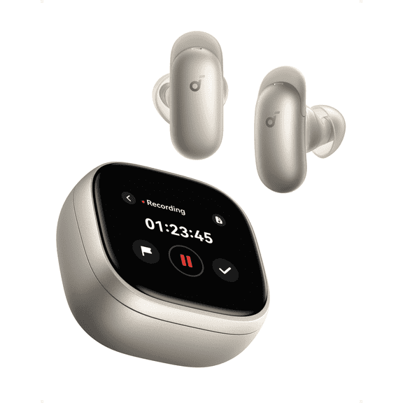 Anker soundcore Liberty 5 Pro Max, AI Note-Taker, Whisper-Clear Calls, Noise Cancelling Wireless Earbuds, 1.78" AMOLED Display, 5 Mins Charge = 4 Hrs Playtime, AI Meeting Transcription for Business