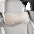 thumbnail image 1 of Ankereame Car Headrest, Embroidered Leather Velvet Beige - Ergonomic Neck Support for Long Drives/Daily Commute, Plush Easy-Clean Car Interior Accessory, Fits Most Vehicles, 1 of 6