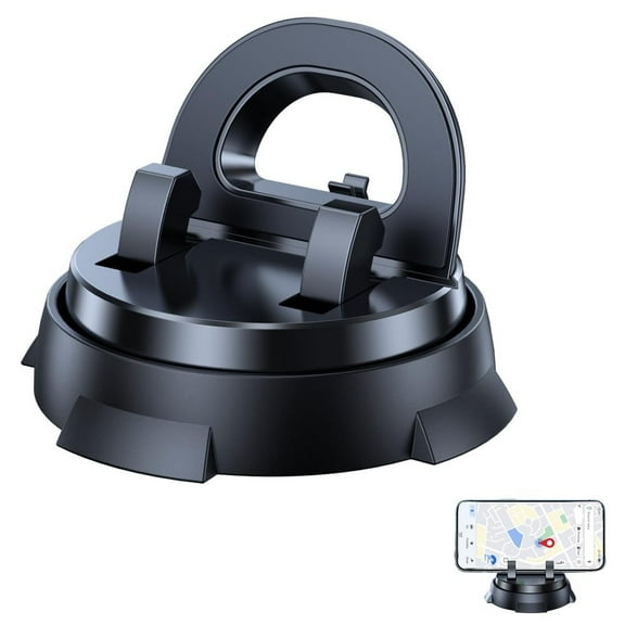 Car Phone Mount for Dashboard, 360° Rotatable Strong Suction Cup Holder, One-Handed Operation, Washable Reusable, Fits Thick Cases & All Smartphones