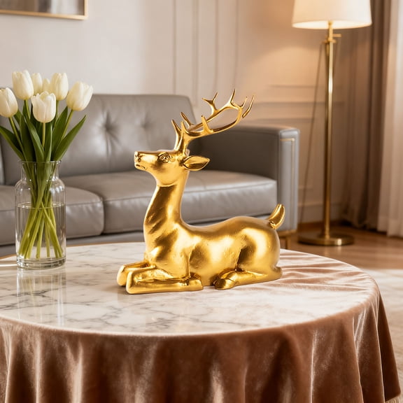 Elegant Resin Deer Figurine - Versatile Home Decor for Entryway, Study, Office Desk & Wine Cabinet - Durable Handicraft Ideal as Housewarming or Birthday Gift