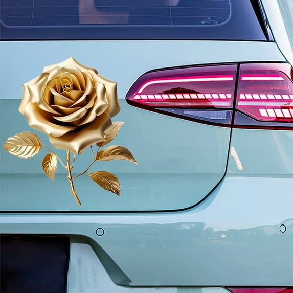 Ankereame Gold Rose Decals - Waterproof Car Stickers & Bathroom Tile Decor, Scratch Cover, Easy to Apply