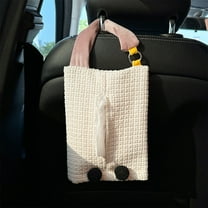 Hanging Car Tissue Holder with Storage, Fabric Car Interior Organizer, Stylish Tissue Dispenser for Visor/Backseat - Pink