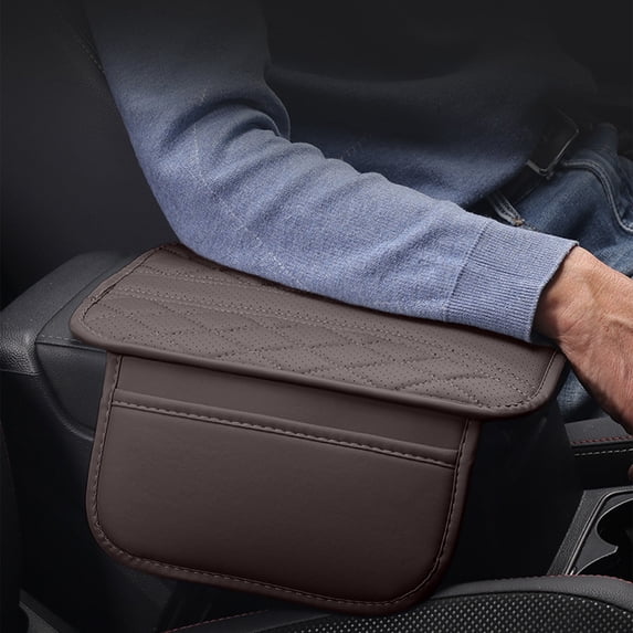 Leather Car Center Armrest Pad - Universal Fit, All Season, Slim Design, Elbow Support for Comfortable Driving