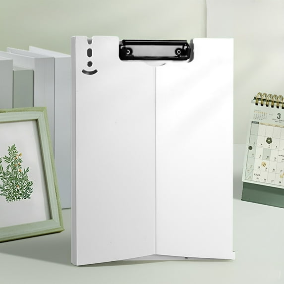 Multi-Function Stand-Up Foldable Clipboard with Side-Opening Storage, Durable Plastic Drop-Resistant, White - for Teachers, Coaches & Business