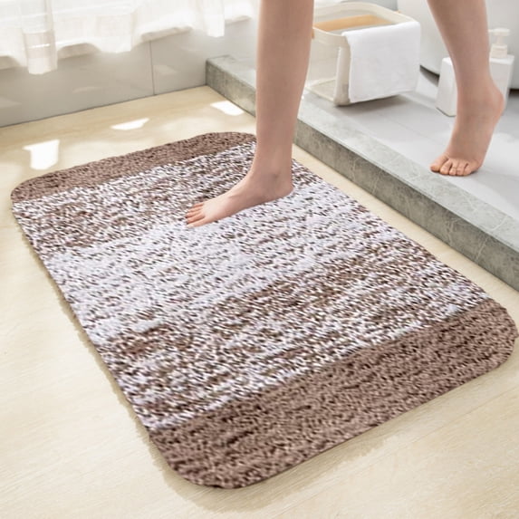 Non-Slip Absorbent Microfiber Bath Mat, Soft High-Grade Polyester with Rubber Backing, Machine Washable Quick Dry, 15.7x23.6in Brown for Bathroom Shower Bedroom