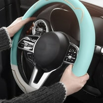 Non-Slip Silicone Steering Wheel Cover, Thin Lightweight, Universal Fit 36-40cm, All Season, Sports Style, Blue