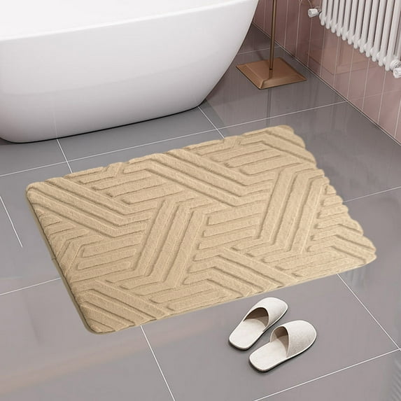 Ankereame Non Slip Water Absorbent Bathroom Mat - Washable Sponge Floor Mat for Toilet Doorway, Entryway, Khaki, 15.7x23.6in, Quick Dry, Indoor Outdoor Use