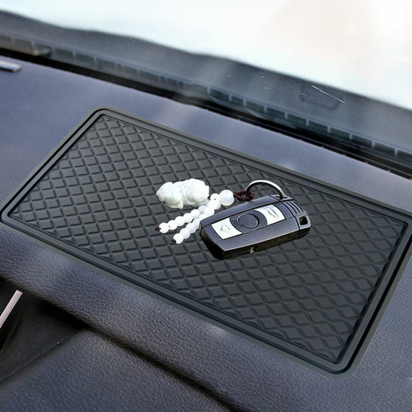 Ankereame Non-slip Leather Car Dashboard Mat - Universal Fit for Phone, Navigation, Storage, with Perfume Holder, High-Temperature Resistant, Stripe Design