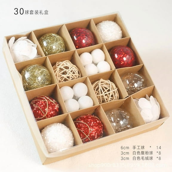 Ankereame Pink Christmas Ball Decorations 30 Pack - 2.4 & 1.2 Inch Glitter Plastic Ornaments for Christmas Tree Holiday Decor