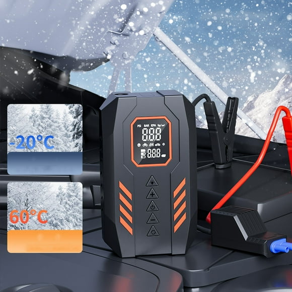 Ankereame Portable 12V Car Jump Starter 800A with 153PSI Tire Inflator, LCD Display, Auto Shut Off, USB Charger, LED Light for 5.0L Gas 3.0L Diesel