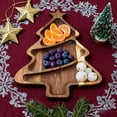 thumbnail image 1 of Rustic Christmas Tree Wooden Tray - 13x9in Brown Festive Snack & Dessert Serving Platter for Holiday Parties, 1 of 6