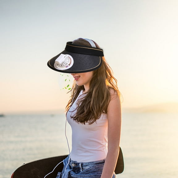 Sun Visor Hat with USB Charging Fan - Wide Brim for Women, Parent-Child - Summer Outdoor Cooling Sun Protection