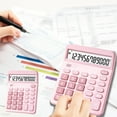 thumbnail image 1 of Talking Calculator with Tactile Feedback, Solar & Battery Dual Power, 12 Digit Display, Pink Portable for Stu-dents & Accounting, Non-Slip Base, 1 of 6