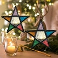 thumbnail image 1 of Ankereame Vintage Star Windproof Candle Holder - Metal Stained Glass Hanging Holiday Home Decor (Candle Not Included), 1 of 6