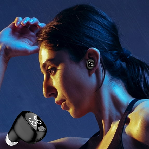 Wireless Bluetooth 5.2 Earbuds with LED Power Display - IPX5 Waterproof, 68H Talk Time, Over-Ear Hook Design for Sports Running & Business Hands-Free Calling - Black