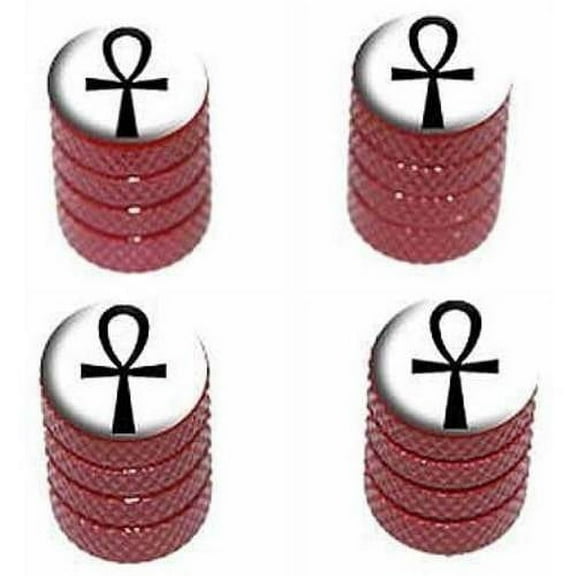 Ankh Cross Design Tire Rim Wheel Aluminum Valve Stem Caps, Multiple Colors