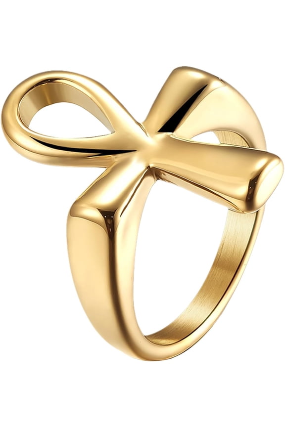 Ankh Cross Egyptian Rings for Men: Stainless Steel Ancient Egyptian Symbol Rings Band for Women