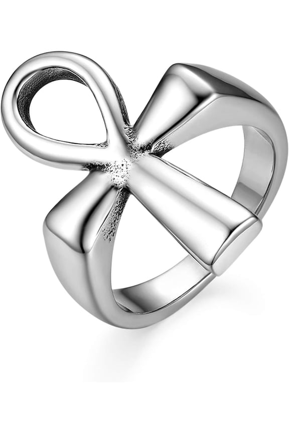 Ankh Cross Egyptian Rings for Men: Stainless Steel Ancient Egyptian Symbol Rings Band for Women