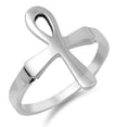 thumbnail image 1 of Ankh Cross High Polish Ring .925 Sterling Silver Band Jewelry Female Male Unisex Size 5, 1 of 4