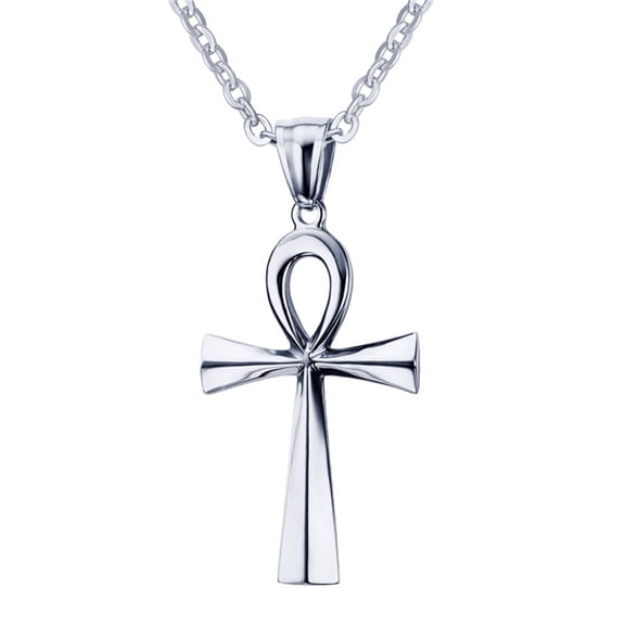 Ankh Cross Necklace Pendant for Women - Crux Ansata Stainless Steel Faith Prayer Jewelry,20" Chain