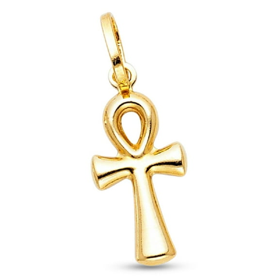 Ankh Cross Pendant Solid 14k Yellow Gold Religious Charm Classic Design Polished Finish 21 x 10 mm