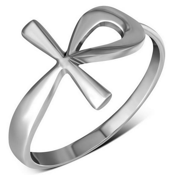 Ankh Cross Ring 925 Sterling Silver Size: 5.5