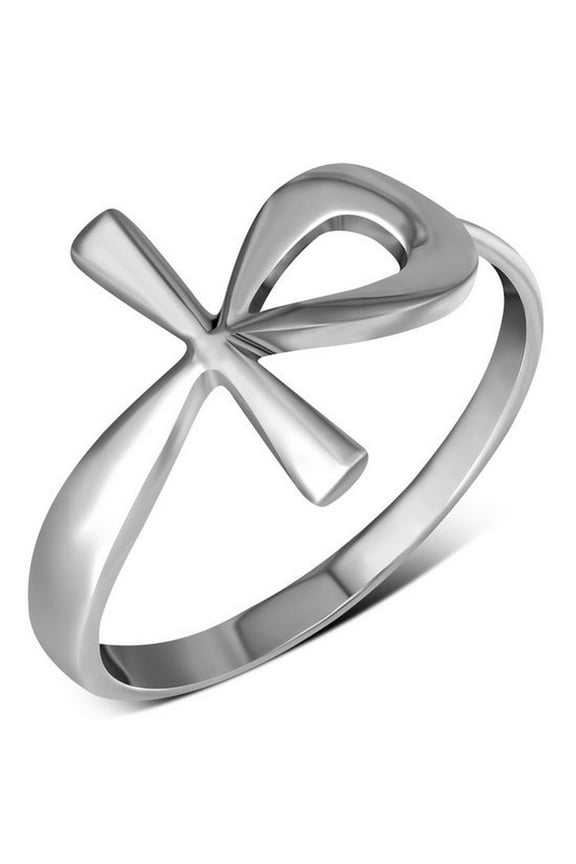 Ankh Cross Ring 925 Sterling Silver Size: 9