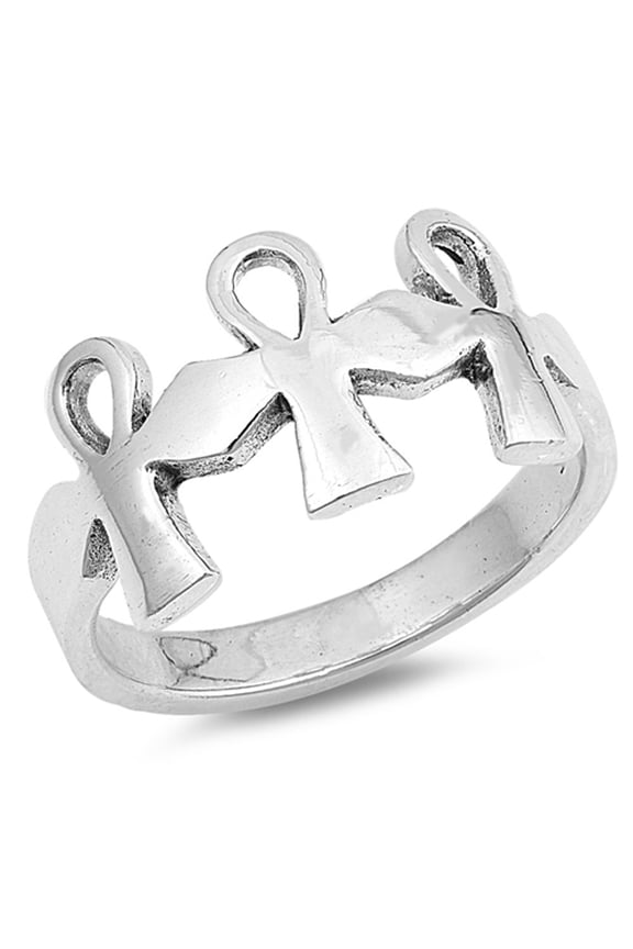 Ankh Cross Symbol of Life Egypt Ring .925 Sterling Silver Band Jewelry Female Male Unisex Size 5