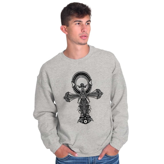 Ankh Egyptian Cross Symbolic Spiritual Sweatshirt for Men or Women Brisco Brands L