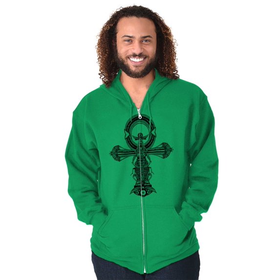 Ankh Egyptian Cross Symbolic Spiritual Zip Up Hoodie Men's Women's Brisco Brands L