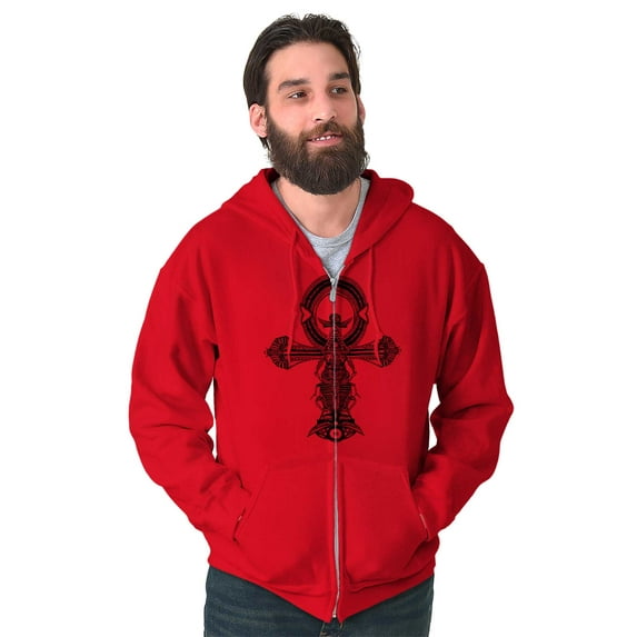 Ankh Egyptian Cross Symbolic Spiritual Zip Up Hoodie Men's Women's Brisco Brands L