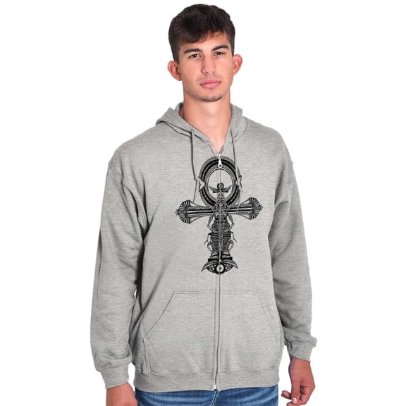 Ankh Egyptian Cross Symbolic Spiritual Zip Up Hoodie Men's Women's Brisco Brands X