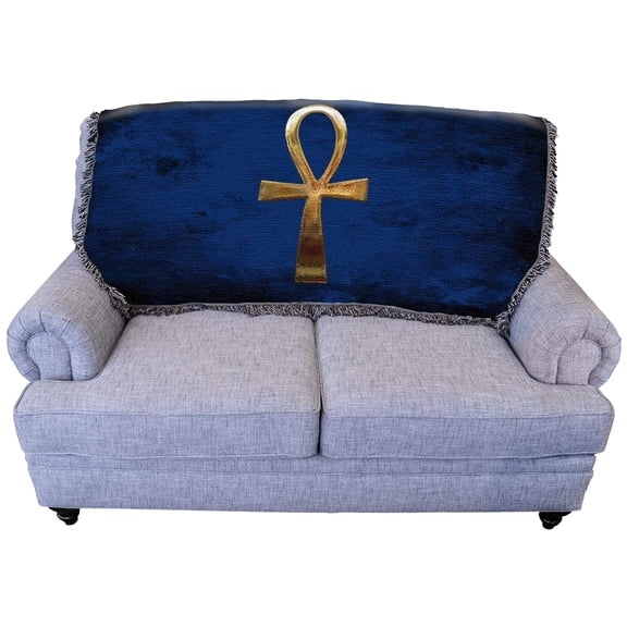 Ankh - The Key of Life Blanket 1 - Ancient Egypt Hieroglyphic Symbol - Egypt Middle East Gift Tapestry Throw for Back of Couch or Sofa - Woven from Cotton - Made in the USA (61x36)
