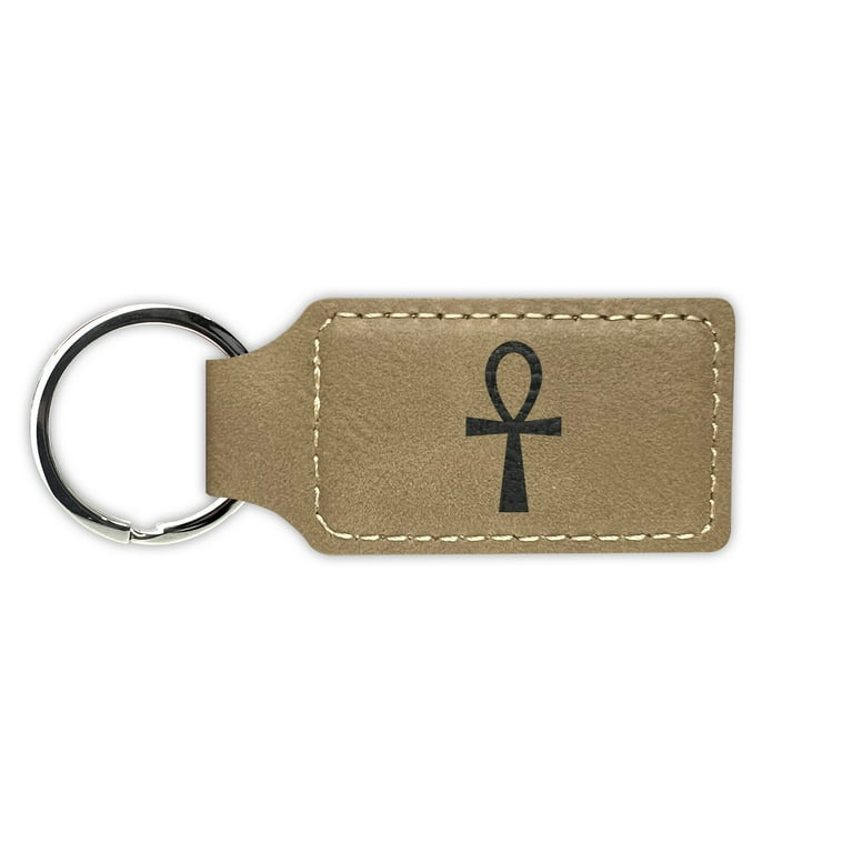 Keychain - Rectangle - Key of life Ankh - Leather Keychain - Rectangle - Key of life Ankh - Leather