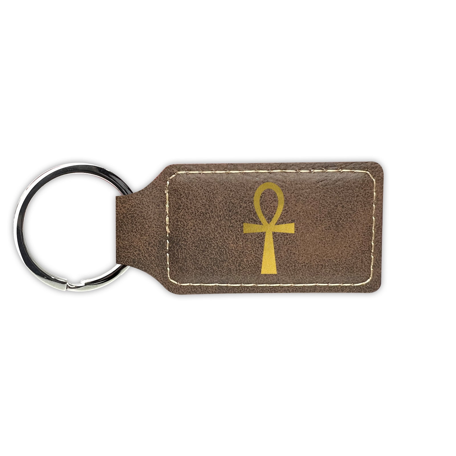 Keychain - Rectangle - Key of life Ankh - Leather Keychain - Rectangle - Key of life Ankh - Leather
