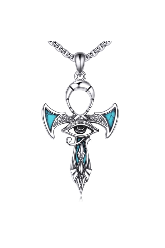 Ankh Necklace Men 925 Sterling Silver Ankh Cross Pendant Necklace Egyptian Jewelry Gifts for Men