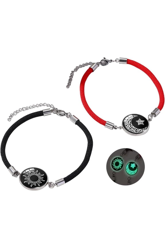 Colourful Sun Moon Bracelets for Women Luminous Bracelet Couples Bracelet Luminous Glowing in The Dark Star Bracelet for Men