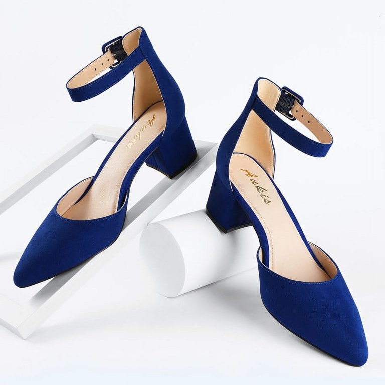 Ankis Closed Toe Heels Women Pointed Toe Heels Low Block Chunky