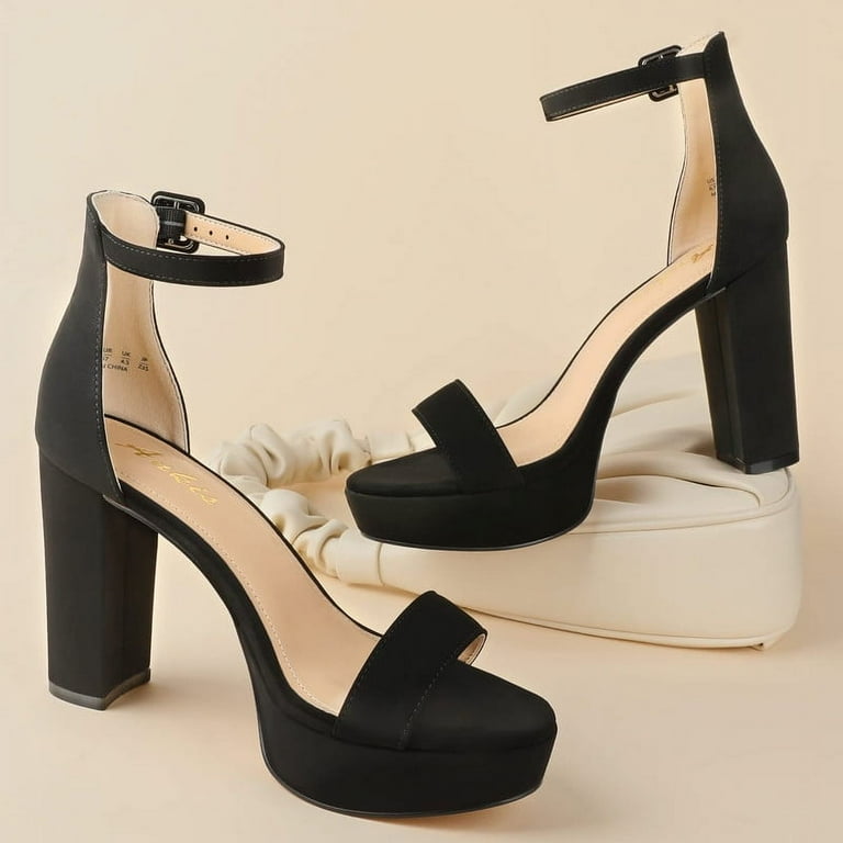 Ankis Platform Heels 4 Inches Chunky heels Sandals for Women Comfy Open Toe Block Heeled Sandals Strappy Heels Chunky Platform Heels