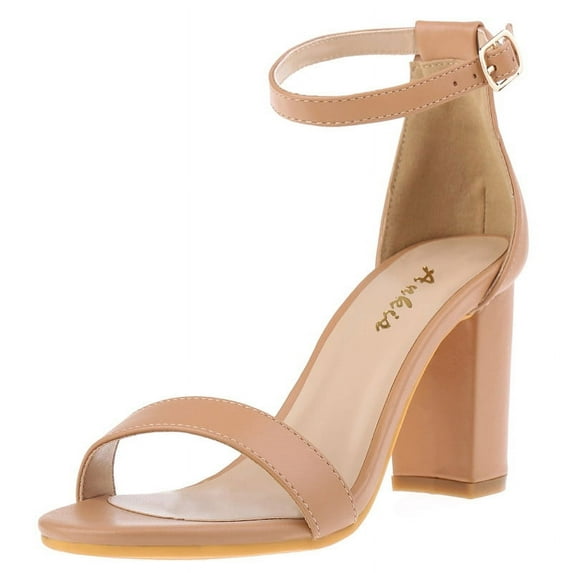 Ankis Women Heels Open Toe Ankle Strap Chunky Heel Sandals 2.75 Inch