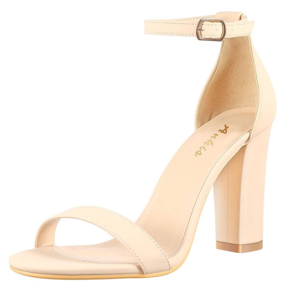Ankis Women Heels Open Toe Ankle Strap High Heel Sandals Party Wedding Strappy Buckle Sandals 4 Inches Tall High Heel