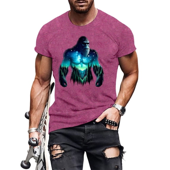 Ankishi Animal Tee Shirts for Men Crew Neck Forest Summer Graphic Tees Fashion Printed Clothes Everyday Wear