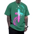 thumbnail image 1 of Ankishi Christian Shirts for Men Cross Crew Neck Trendy Cotton T Shirts Summer Casual Clothing Everyday Wear, 1 of 8