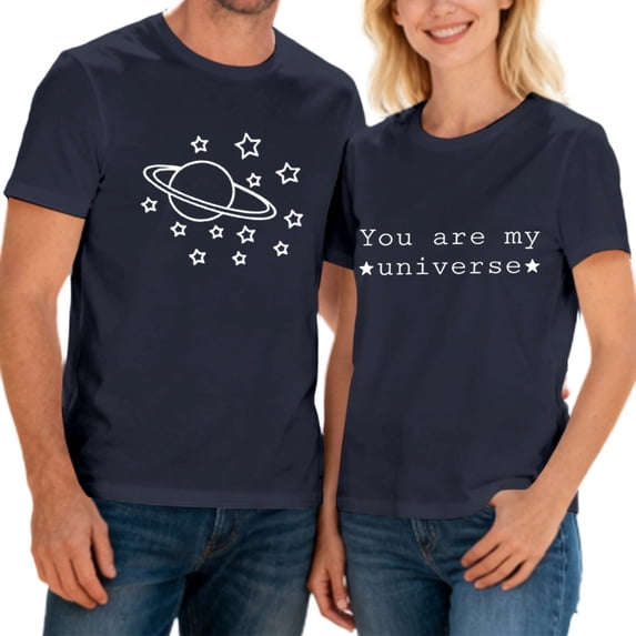 Ankishi Couples Matching Shirts Star Galaxy Space Men Crew Neck Cotton Tees Fashion Clothes Tops for Holiday