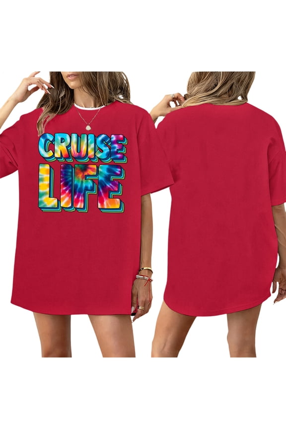 Cruise Shirts Women Crewneck Casual T-Shirts Vacation Graphic Tee Short Sleeve Tops for Travel